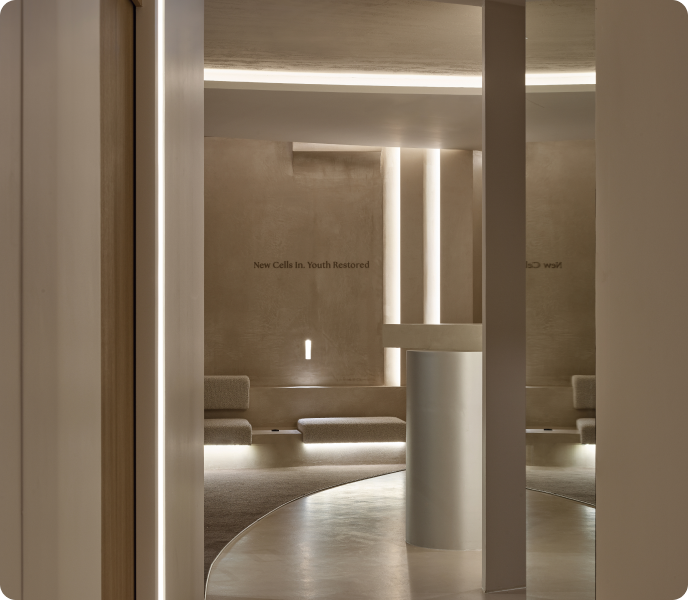 Column-lined corridor at Nucellin Orthopedic Clinic in Seoul