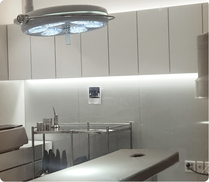 Procedure room with surgical light and treatment bed at Nucellin Orthopedic Clinic in Seoul