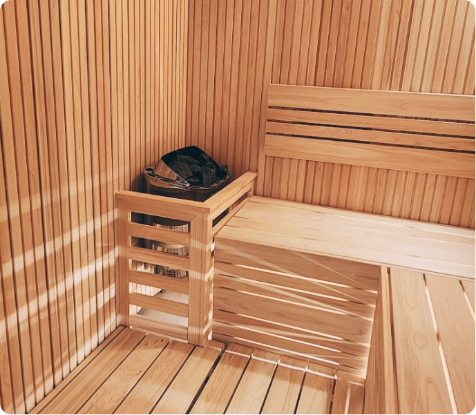 Wooden dry sauna room at Nucellin Orthopedic Clinic in Seoul